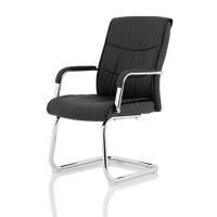 Dynamic Basic Tilt Visitor Chair Fixed Arms Carter Cantilever Black Seat, Chrome Frame Medium Back