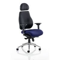 Dynamic Synchro Tilt Posture Chair Multi-Functional Arms Chiro Plus Ultimate Black Back, Stevia Blue Seat With Headrest High Back