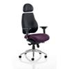 Dynamic Synchro Tilt Posture Chair Multi-Functional Arms Chiro Plus Ultimate Black Back, Tansy purple Seat With Headrest High Back