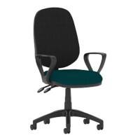 Dynamic Tilt & Lock Task Operator Chair Loop Arms Eclipse Plus III Black Back, Maringa Teal Seat High Back