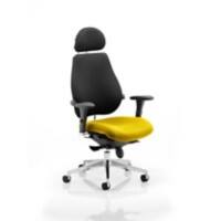 Dynamic Synchro Tilt Posture Chair Multi-Functional Arms Chiro Plus Ultimate Black Back, Senna Yellow Seat With Headrest High Back