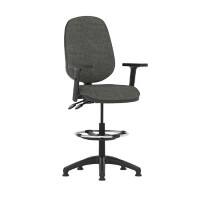 Dynamic Permanent Contact Backrest High Back Task Operator Chair Height Adjustable Arms Eclipse II Charcoal Seat