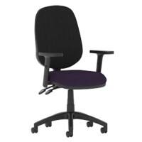 Dynamic Tilt & Lock Task Operator Chair Height Adjustable Arms Eclipse Plus II Black Back, Tansy Purple Seat High Back