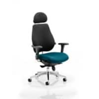 Dynamic Synchro Tilt Posture Chair Multi-Functional Arms Chiro Plus Ultimate Black Back, Maringa Teal Seat With Headrest High Back