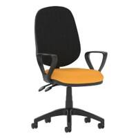 Dynamic Permanent Contact Backrest Task Operator Chair Loop Arms Eclipse II Black Back, Senna Yellow Seat Without Headrest High Back