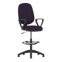 Dynamic Permanent Contact Backrest Task Operator Chair Loop Arms Eclipse I Tansy purple Seat Without Headrest High Back and Hi Rise Draughtsman Kit