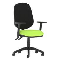 Dynamic Permanent Contact Backrest Task Operator Chair Height Adjustable Arms Eclipse II Black Back, Myrrh Green Seat Without Headrest High Back