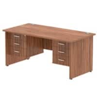 dynamic Impulse Straight Desk Rectangular Walnut Base panel 6 Drawers 2 Pedestals 1,600 (W) x 800 (D) x 730 (H) mm MFC (Melamine Faced Chipboard)