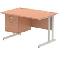 dynamic Impulse Straight Desk Rectangular Beech Cantilever 2 Drawers 1 Pedestal 1,200 (W) x 800 (D) x 730 (H) mm MFC (Melamine Faced Chipboard)