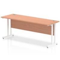 Dynamic Rectangular Office Desk Beech MFC Cantilever Leg White Frame Impulse 1800 x 600 x 730mm