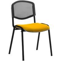 Dynamic Stacking Chair ISO Black Frame Mesh Back Senna Yellow Fabric Seat Pack of 4 Without Arms