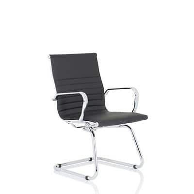 Dynamic Visitor Chair Fixed Armrest Nola Seat Black Bonded Leather