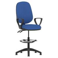 Dynamic Permanent Contact Backrest Task Operator Chair Fixed Arms Eclipse II Black Back, Blue Seat With Adjustable Headrest High Back