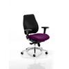 Dynamic Synchro Tilt Posture Chair Multi-Functional Arms Chiro Plus Tansy Purple Seat Optional Headrest High Back Black Fabric