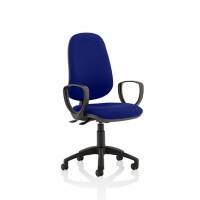 Dynamic Permanent Contact Backrest Task Operator Chair Loop Arms Eclipse II Stevia Blue Seat Without Headrest High Back
