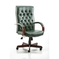 Dynamic Tilt & Lock Executive Chair Fixed Arms Chesterfield Green Seat Without Headrest High Back