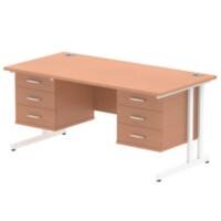 dynamic Impulse Straight Desk Rectangular Beech Cantilever 6 Drawers 2 Pedestals 1,600 (W) x 800 (D) x 730 (H) mm MFC (Melamine Faced Chipboard)