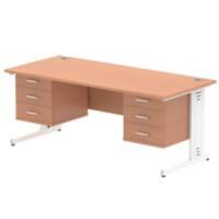 dynamic Impulse Straight Desk Rectangular Beech Cantilever 6 Drawers 2 Pedestals 1,800 (W) x 800 (D) x 730 (H) mm MFC (Melamine Faced Chipboard)