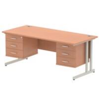 dynamic Impulse Straight Desk Rectangular Beech Cantilever 6 Drawers 2 Pedestals 1,800 (W) x 800 (D) x 730 (H) mm MFC (Melamine Faced Chipboard)