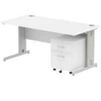 Dynamic Rectangular Straight Desk White MFC Cable Managed Cantilever Leg Silver Frame Impulse 1 x 2 Drawer Mobile Pedestal Bundle 1600 x 800 x 730mm