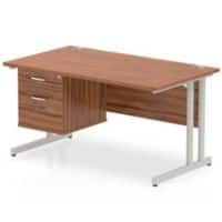 dynamic Impulse Straight Desk Rectangular Walnut Cantilever 2 Drawers 1 Pedestal 1,400 (W) x 800 (D) x 730 (H) mm MFC (Melamine Faced Chipboard)