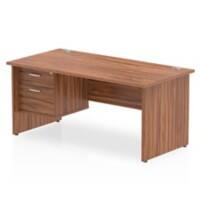 dynamic Impulse Straight Desk Rectangular Walnut Base panel 2 Drawers 1 Pedestal 1,600 (W) x 800 (D) x 730 (H) mm MFC (Melamine Faced Chipboard)