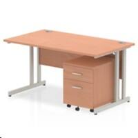dynamic Impulse Straight Desk Rectangular Beech Cantilever 2 Drawers 1 Pedestal 1,400 (W) x 800 (D) x 730 (H) mm MFC (Melamine Faced Chipboard)