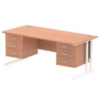 dynamic Impulse Straight Desk Rectangular Beech Cantilever 6 Drawers 2 Pedestals 1,800 (W) x 800 (D) x 730 (H) mm MFC (Melamine Faced Chipboard)