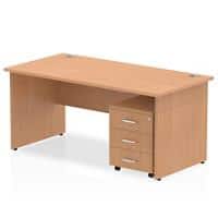 Dynamic Rectangular Straight Desk Oak MFC Panel End Leg Oak Colour Frame Impulse 1 x 3 Drawer Mobile Pedestal 1400 x 800 x 730mm