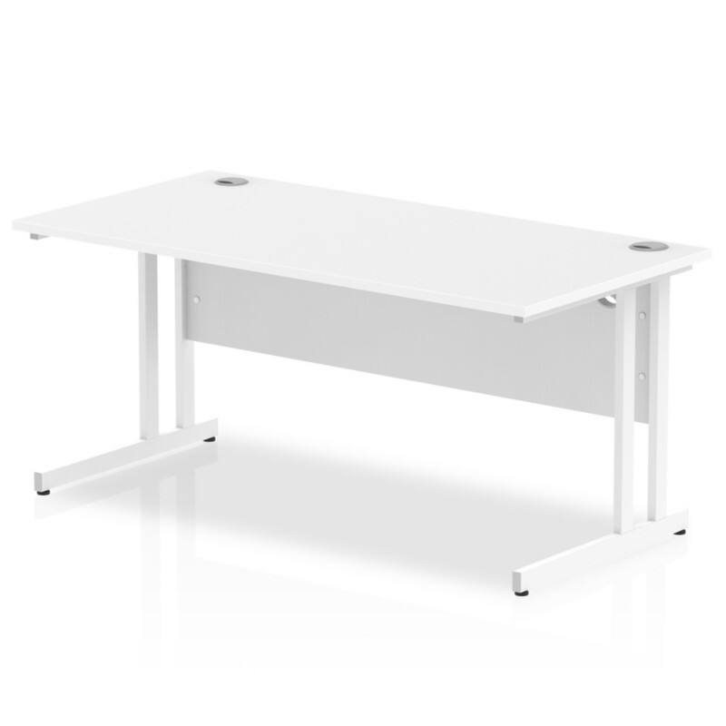 dynamic Impulse Straight Desk Rectangular White Cantilever 1,600 (W) x 800 (D) x 730 (H) mm MFC (Melamine Faced Chipboard)