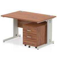 dynamic Impulse Straight Desk Rectangular Walnut Cantilever 2 Drawers 1 Pedestal 1,200 (W) x 800 (D) x 730 (H) mm MFC (Melamine Faced Chipboard)