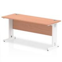 Dynamic Rectangular Office Desk Beech MFC Cable Managed Cantilever Leg White Frame Impulse 1600 x 600 x 730mm