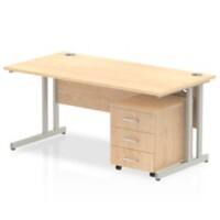 dynamic Impulse Straight Desk Rectangular Maple Cantilever 3 Drawers 1 Pedestal 1,400 (W) x 800 (D) x 730 (H) mm MFC (Melamine Faced Chipboard)