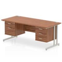 dynamic Impulse Straight Desk Rectangular Walnut Cantilever 5 Drawers 2 Pedestals 1,800 (W) x 800 (D) x 730 (H) mm MFC (Melamine Faced Chipboard)