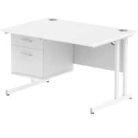 dynamic Impulse Straight Desk Rectangular White Cantilever 2 Drawers 1 Pedestal 1,200 (W) x 800 (D) x 730 (H) mm MFC (Melamine Faced Chipboard)