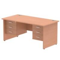 dynamic Impulse Straight Desk Rectangular Beech Base panel 6 Drawers 2 Pedestals 1,600 (W) x 800 (D) x 730 (H) mm MFC (Melamine Faced Chipboard)