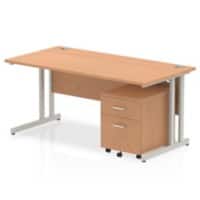 dynamic Impulse Straight Desk Rectangular Oak Cantilever 2 Drawers 1 Pedestal 1,600 (W) x 800 (D) x 730 (H) mm MFC (Melamine Faced Chipboard)