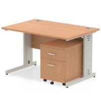 dynamic Impulse Straight Desk Rectangular Oak Cantilever 2 Drawers 1 Pedestal 1,200 (W) x 800 (D) x 730 (H) mm MFC (Melamine Faced Chipboard)