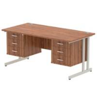 dynamic Impulse Straight Desk Rectangular Walnut Cantilever 6 Drawers 2 Pedestals 1,600 (W) x 800 (D) x 730 (H) mm MFC (Melamine Faced Chipboard)