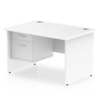dynamic Impulse Straight Desk Rectangular White Base panel 2 Drawers 1 Pedestal 1,200 (W) x 800 (D) x 730 (H) mm MFC (Melamine Faced Chipboard)