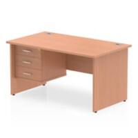 dynamic Impulse Straight Desk Rectangular Beech Base panel 3 Drawers 1 Pedestal 1,400 (W) x 800 (D) x 730 (H) mm MFC (Melamine Faced Chipboard)