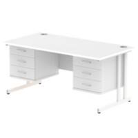 dynamic Impulse Straight Desk Rectangular White Cantilever 6 Drawers 2 Pedestals 1,600 (W) x 800 (D) x 730 (H) mm MFC (Melamine Faced Chipboard)