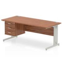 dynamic Impulse Straight Desk Rectangular Walnut Cantilever 3 Drawers 1 Pedestal 1,800 (W) x 800 (D) x 730 (H) mm MFC (Melamine Faced Chipboard)