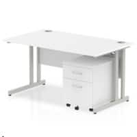 Rectangular Office Desks White MFC Cantilever Legs Silver Impulse 1400 x 800 x 730mm 2 Drawer Pedestal