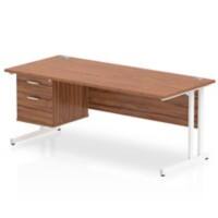 dynamic Impulse Straight Desk Rectangular Walnut Cantilever 2 Drawers 1 Pedestal 1,800 (W) x 800 (D) x 730 (H) mm MFC (Melamine Faced Chipboard)