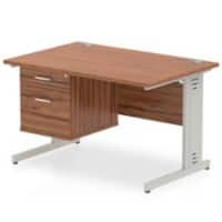 dynamic Impulse Straight Desk Rectangular Walnut Cantilever 2 Drawers 1 Pedestal 1,200 (W) x 800 (D) x 730 (H) mm MFC (Melamine Faced Chipboard)