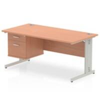 dynamic Impulse Straight Desk Rectangular Beech Cantilever 2 Drawers 1 Pedestal 1,600 (W) x 800 (D) x 730 (H) mm MFC (Melamine Faced Chipboard)