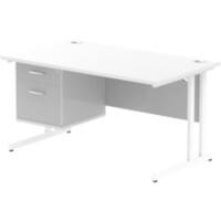 dynamic Impulse Straight Desk Rectangular White Cantilever 2 Drawers 1 Pedestal 1,400 (W) x 800 (D) x 730 (H) mm MFC (Melamine Faced Chipboard)