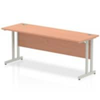 Dynamic Rectangular Office Desk Beech MFC Cantilever Leg Silver Frame Impulse 1800 x 600 x 730mm