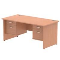 dynamic Impulse Straight Desk Rectangular Beech Base panel 4 Drawers 2 Pedestals 1,600 (W) x 800 (D) x 730 (H) mm MFC (Melamine Faced Chipboard)